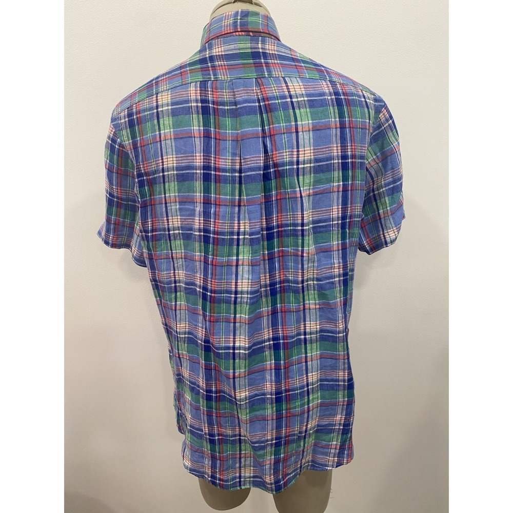 Ralph Lauren mens linen shirt button down Madras Plaid Colorful SZ Large Preppy - Picture 2 of 15